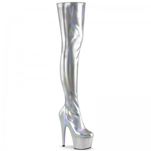 Pleaser Adore-3000HWR Hologram Hoge Hakken Dames Zilver | BELGIE BENCOKFE