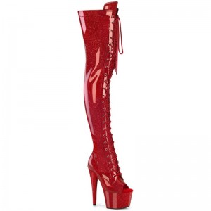 Pleaser Adore-3021GP Glitter Hoge Hakken Dames Rood | BELGIE BENLBYAK