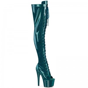 Pleaser Adore-3021GP Glitter Hoge Hakken Dames Turquoise | BELGIE BECZGSEA