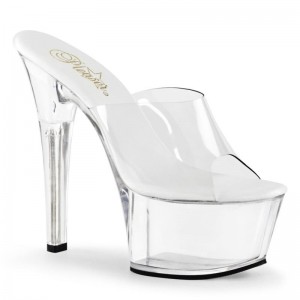 Pleaser Aspire-601 Badslippers Plateauzool Dames Clear | BELGIE BELKWBNE