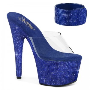 Pleaser Bejeweled-712RS Badslippers Plateauzool Dames Blauw | BELGIE BENSABMX