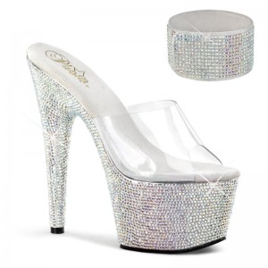 Pleaser Bejeweled-712RS Badslippers Plateauzool Dames Zilver | BELGIE BEYFQMGX