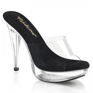 Pleaser Cocktail-501 Badslippers Plateauzool Dames Zwart | BELGIE BEBRZMSG