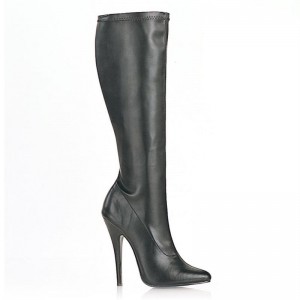 Pleaser Domina-2000 Vegan Leather Knie Laarzen Dames Zwart | BELGIE BEFWEITQ