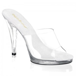 Pleaser Flair-401 Badslippers Plateauzool Dames Clear | BELGIE BEYUNAXM