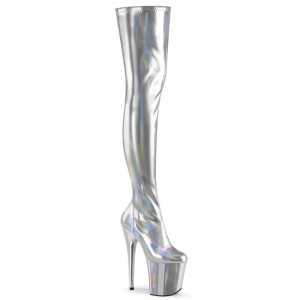 Pleaser Flamingo-3000HWR Hoge Hakken Dames Zilver | BELGIE BECQNRBP