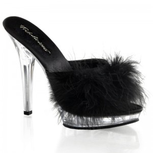 Pleaser Lip-101-8 Badslippers Plateauzool Dames Zwart | BELGIE BENQGLHO