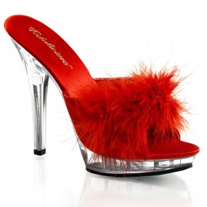 Pleaser Lip-101-8 Badslippers Plateauzool Dames Rood | BELGIE BENJIBUK