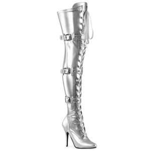 Pleaser Seduce-3028 Hoge Hakken Dames Zilver | BELGIE BEKNOSFC