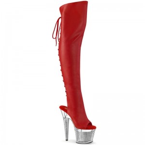 Pleaser Spectator-3019 Vegan Leather Hoge Hakken Dames Rood | BELGIE BEHOVJKY