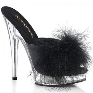 Pleaser Sultry-601F Badslippers Plateauzool Dames Zwart | BELGIE BEORMZUI