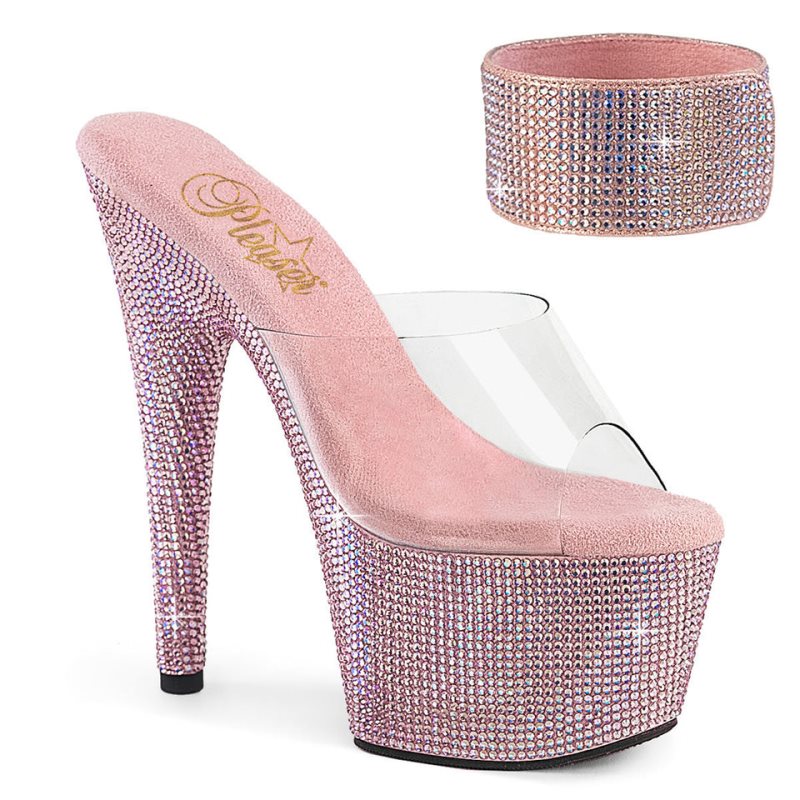 Pleaser Bejeweled-712RS Badslippers Plateauzool Dames Roze | BELGIE BERPXLFT