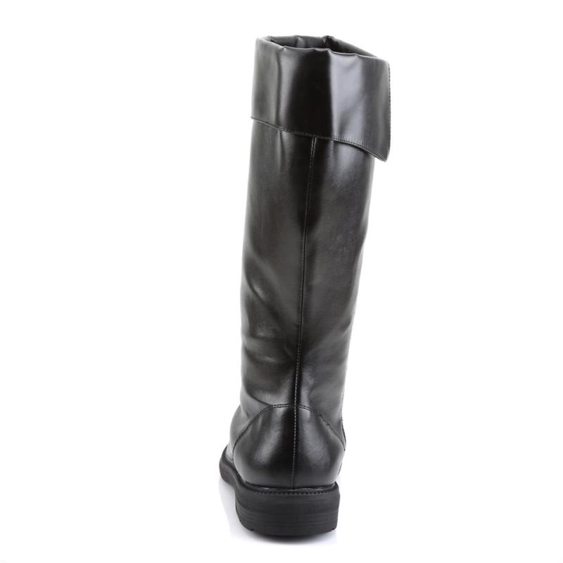 Pleaser Captain-105 Vegan Leather Knie Laarzen Heren Zwart | BELGIE BEGJKVYW