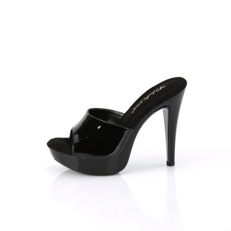 Pleaser Cocktail-501 Badslippers Plateauzool Dames Zwart | BELGIE BEICZLMD