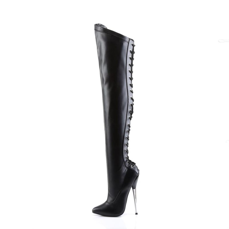 Pleaser Dagger-3060 Vegan Leather Hoge Hakken Dames Zwart | BELGIE BEFIWDKE