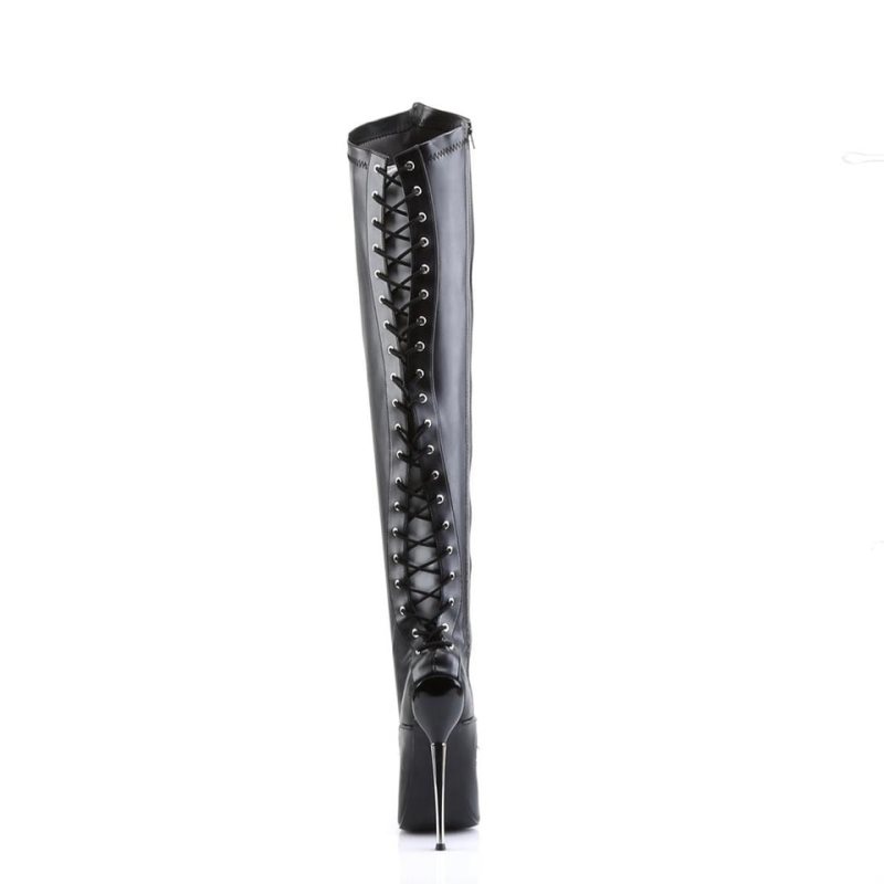 Pleaser Dagger-3060 Vegan Leather Hoge Hakken Dames Zwart | BELGIE BEFIWDKE