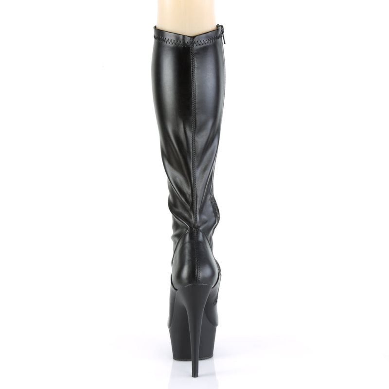 Pleaser Delight-2000 Vegan Leather Knie Laarzen Dames Zwart | BELGIE BEUBFMTX