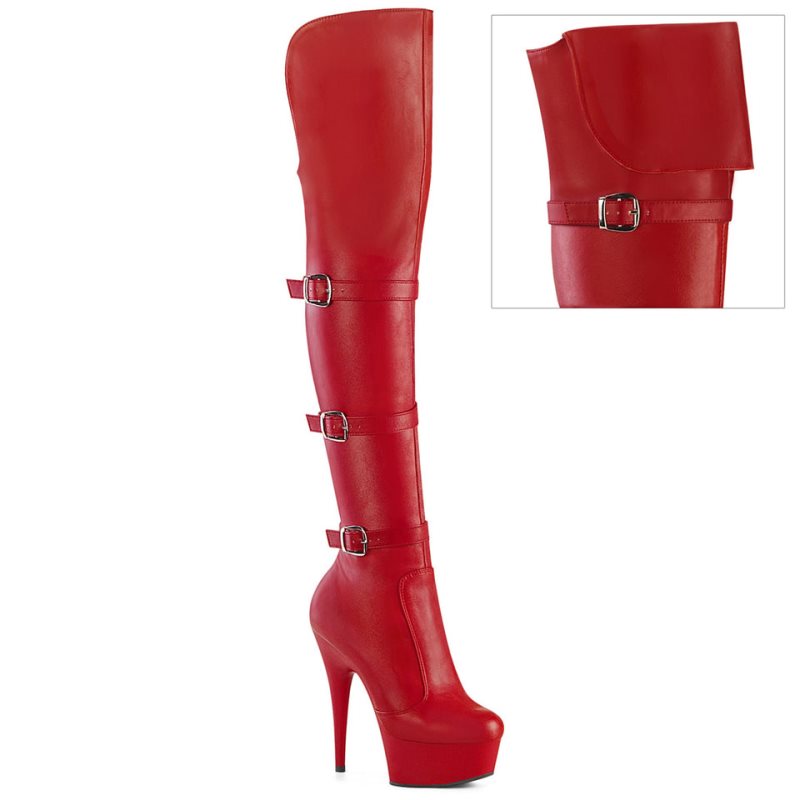 Pleaser Delight-3018 Vegan Leather Hoge Hakken Dames Rood | BELGIE BERDZFBY