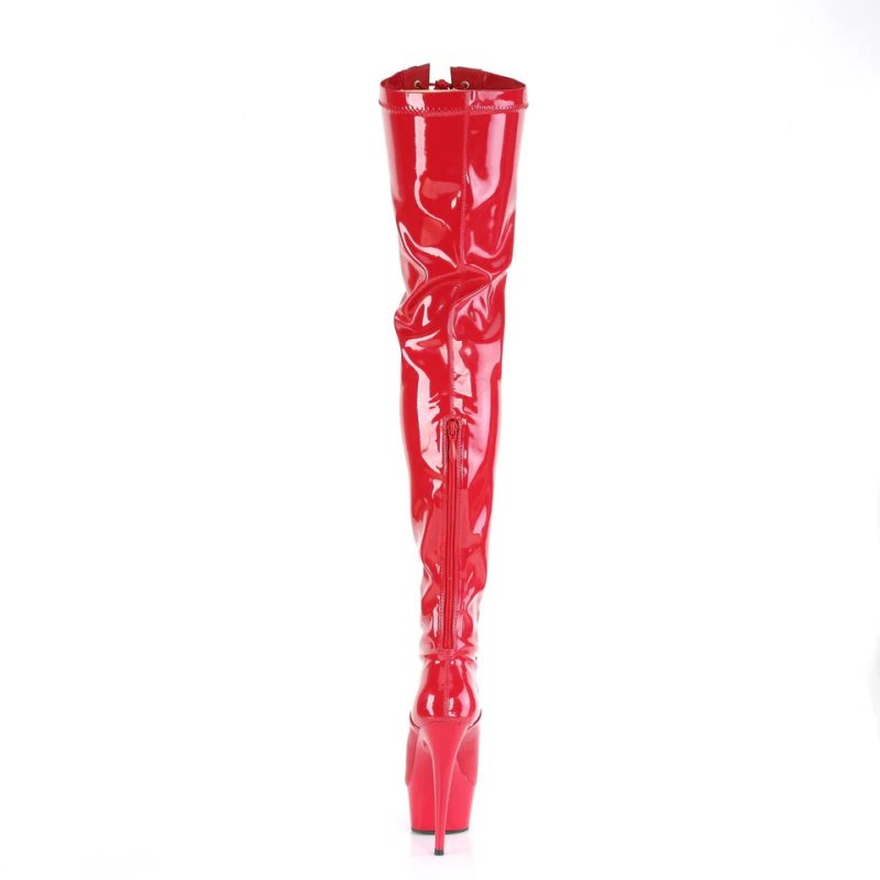 Pleaser Delight-3027 Hoge Hakken Dames Zwart Rood | BELGIE BEBFJWMO