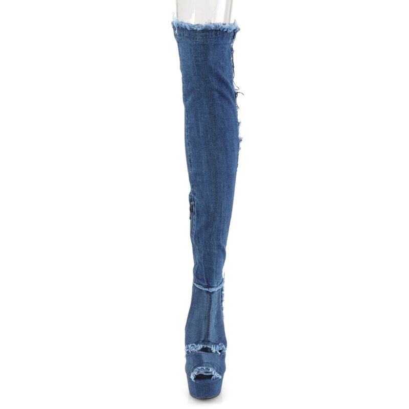 Pleaser Delight-3030 Hoge Hakken Dames Blauw | BELGIE BEHIBPYS