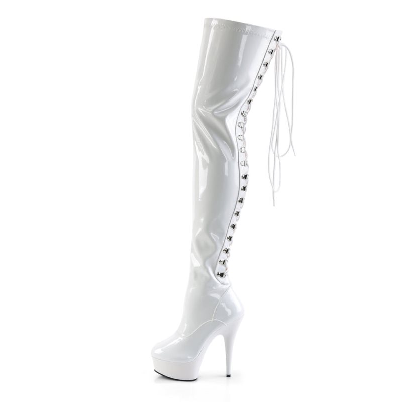 Pleaser Delight-3063 Hoge Hakken Dames Wit | BELGIE BETXPRHD