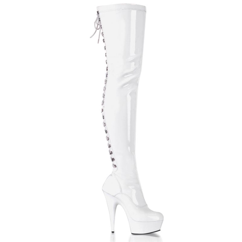 Pleaser Delight-3063 Hoge Hakken Dames Wit | BELGIE BETXPRHD