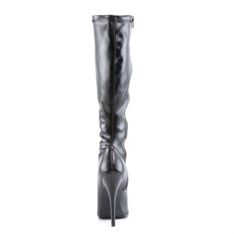 Pleaser Domina-2000 Vegan Leather Knie Laarzen Dames Zwart | BELGIE BEFWEITQ