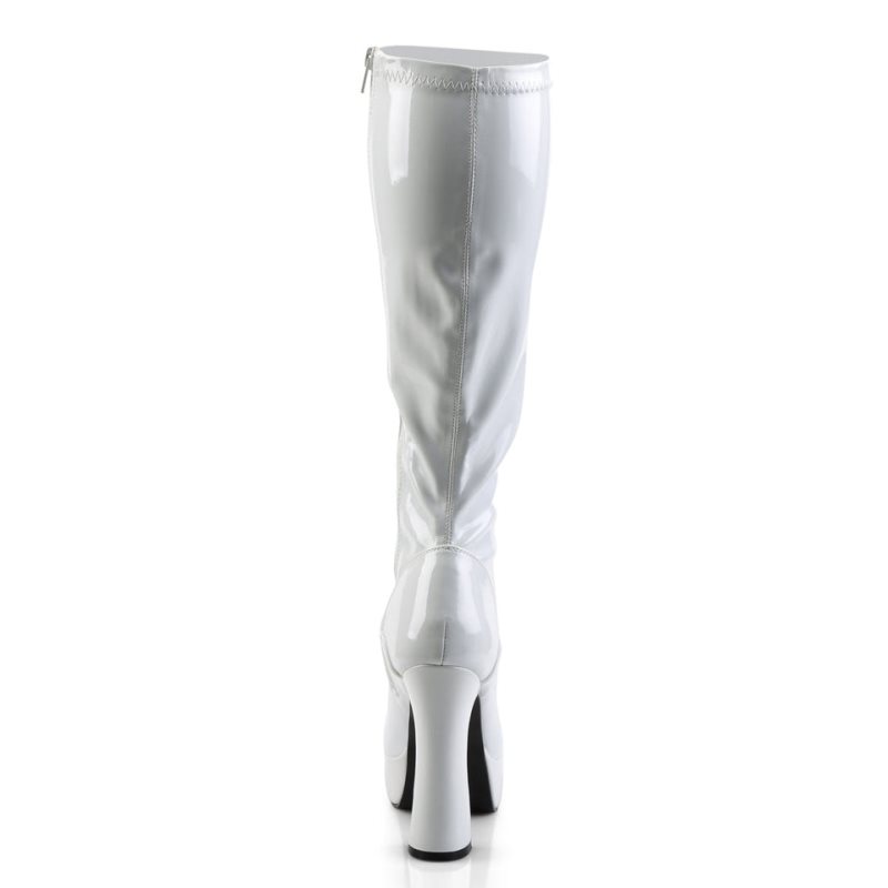 Pleaser Electra-2000Z Knie Laarzen Dames Wit | BELGIE BEYCQXKE