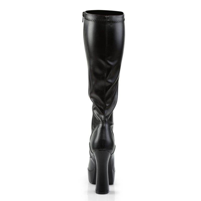 Pleaser Electra-2000Z Vegan Leather Knie Laarzen Dames Zwart | BELGIE BEFOPARM