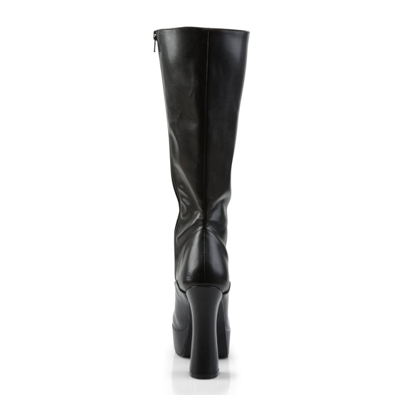 Pleaser Electra-2020 Vegan Leather Knie Laarzen Dames Zwart | BELGIE BERPBQNF