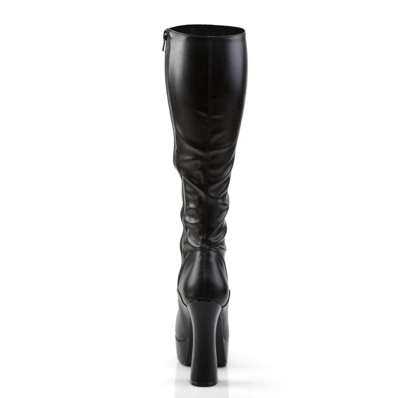 Pleaser Electra-2023 Vegan Leather Knie Laarzen Dames Zwart | BELGIE BEJUDHPQ