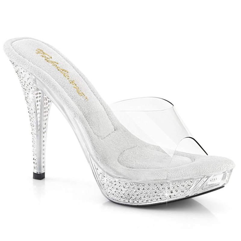 Pleaser Elegant-401 Badslippers Plateauzool Dames Clear | BELGIE BEEGADJW