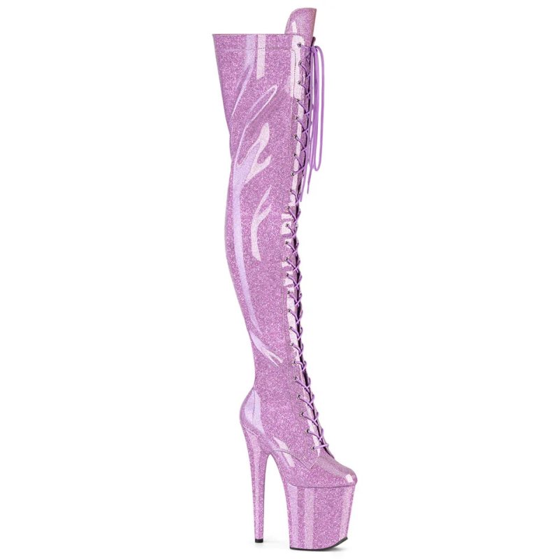 Pleaser Flamingo-3020GP Glitter Hoge Hakken Dames Paars | BELGIE BEKFOIZN