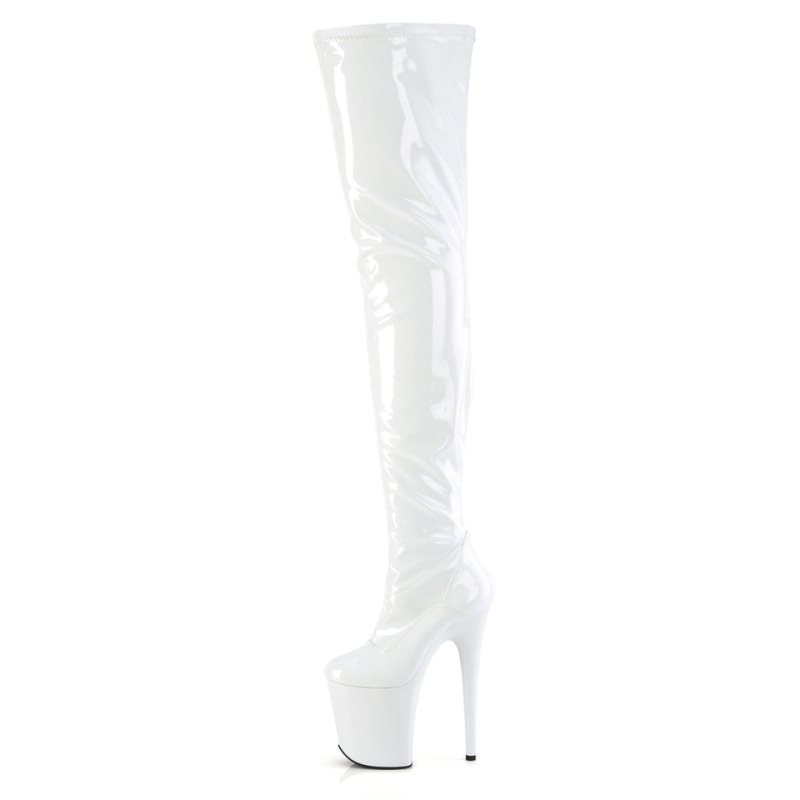 Pleaser Flamingo-4000 Hoge Hakken Dames Wit | BELGIE BEFGQSNJ