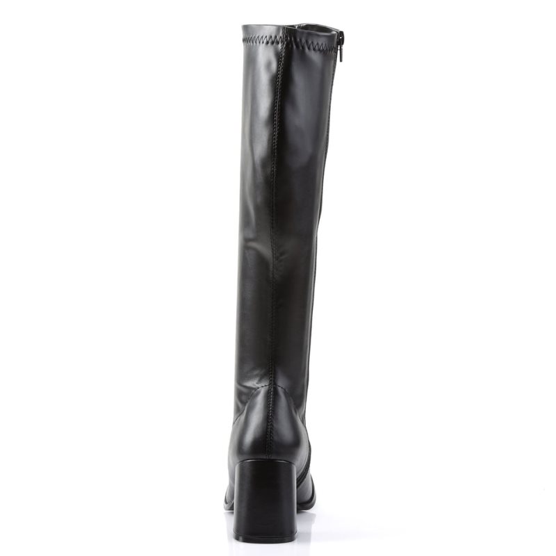 Pleaser Gogo-300 Vegan Leather Knie Laarzen Dames Zwart | BELGIE BEKYIBGQ