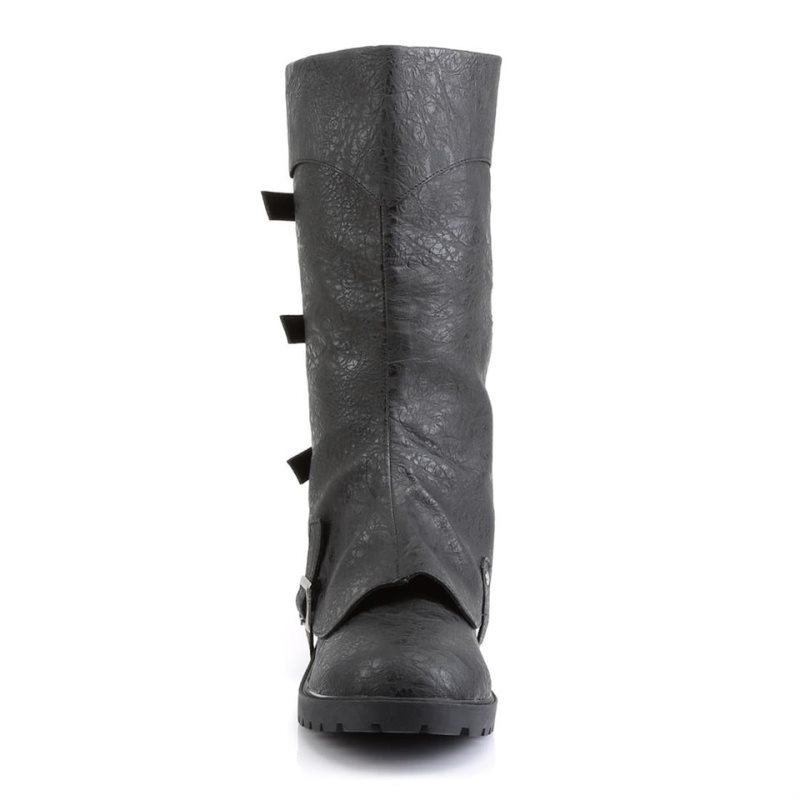 Pleaser Gotham-105 Vegan Leather Knie Laarzen Heren Zwart | BELGIE BEUFLQZO