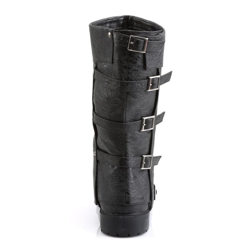 Pleaser Gotham-105 Vegan Leather Knie Laarzen Heren Zwart | BELGIE BEUFLQZO