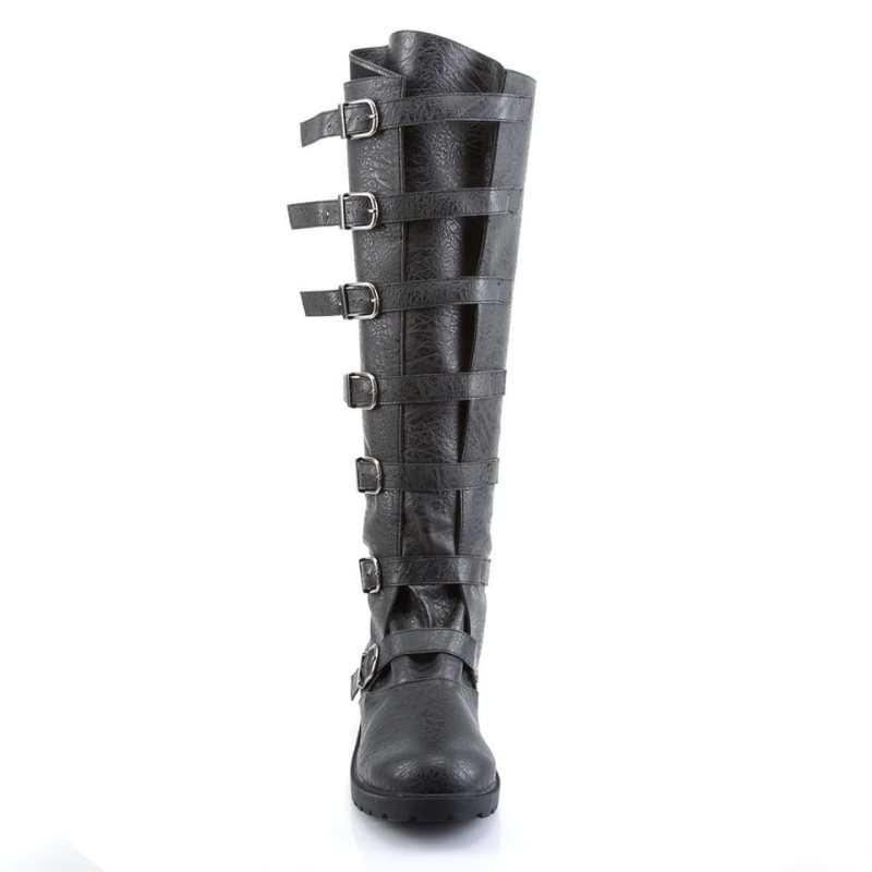 Pleaser Gotham-110 Vegan Leather Knie Laarzen Heren Zwart | BELGIE BEEXTQGS