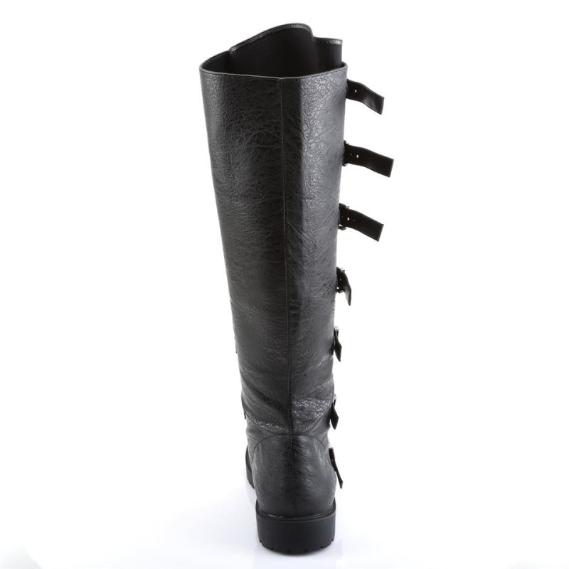 Pleaser Gotham-110 Vegan Leather Knie Laarzen Heren Zwart | BELGIE BEEXTQGS