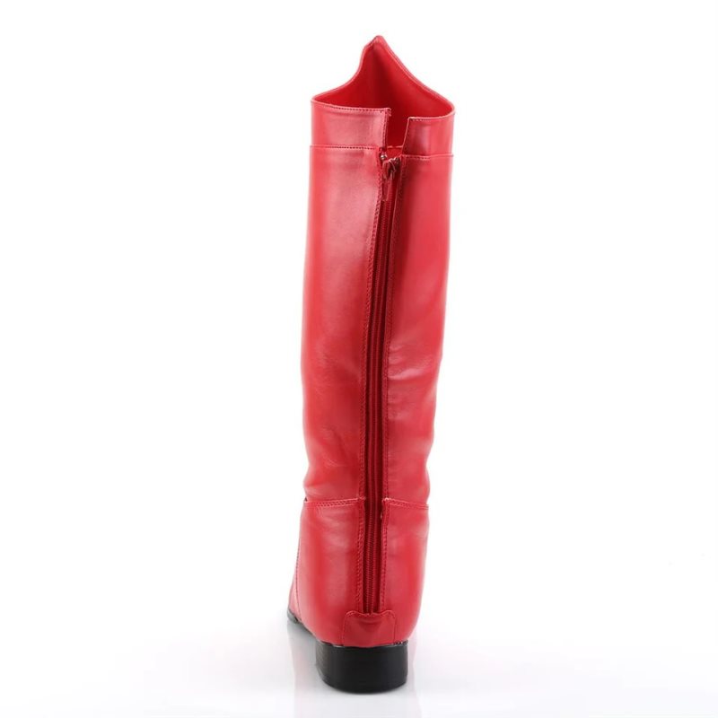 Pleaser Hero-100 Vegan Leather Knie Laarzen Heren Rood | BELGIE BEDVNQUJ