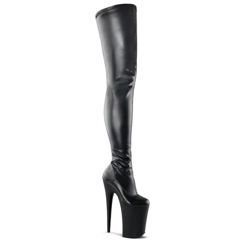 Pleaser Infinity-4000 Vegan Leather Hoge Hakken Dames Zwart | BELGIE BEZACJKN