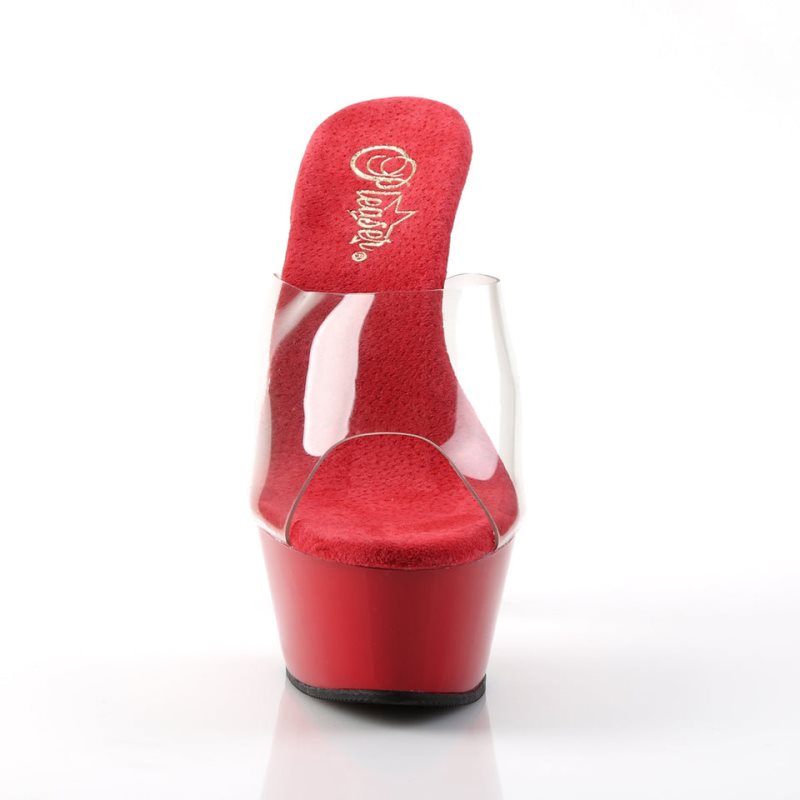 Pleaser Kiss-201 Badslippers Plateauzool Dames Rood | BELGIE BEHNBQAK