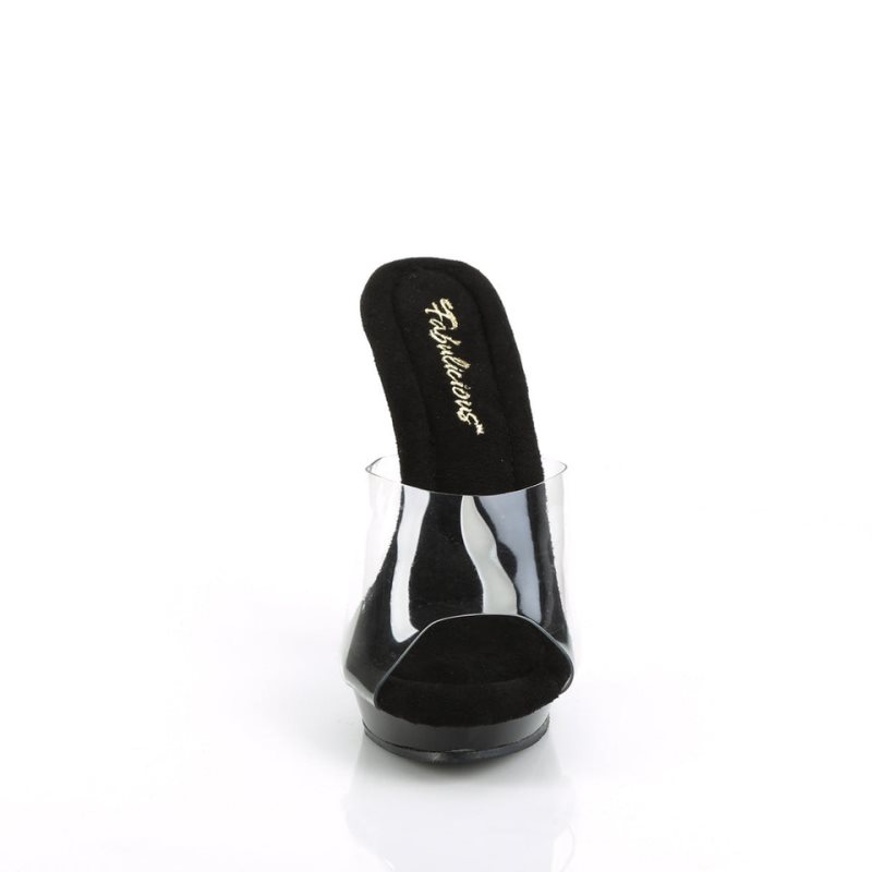 Pleaser Lip-101 Badslippers Plateauzool Dames Zwart | BELGIE BEQWAMYR