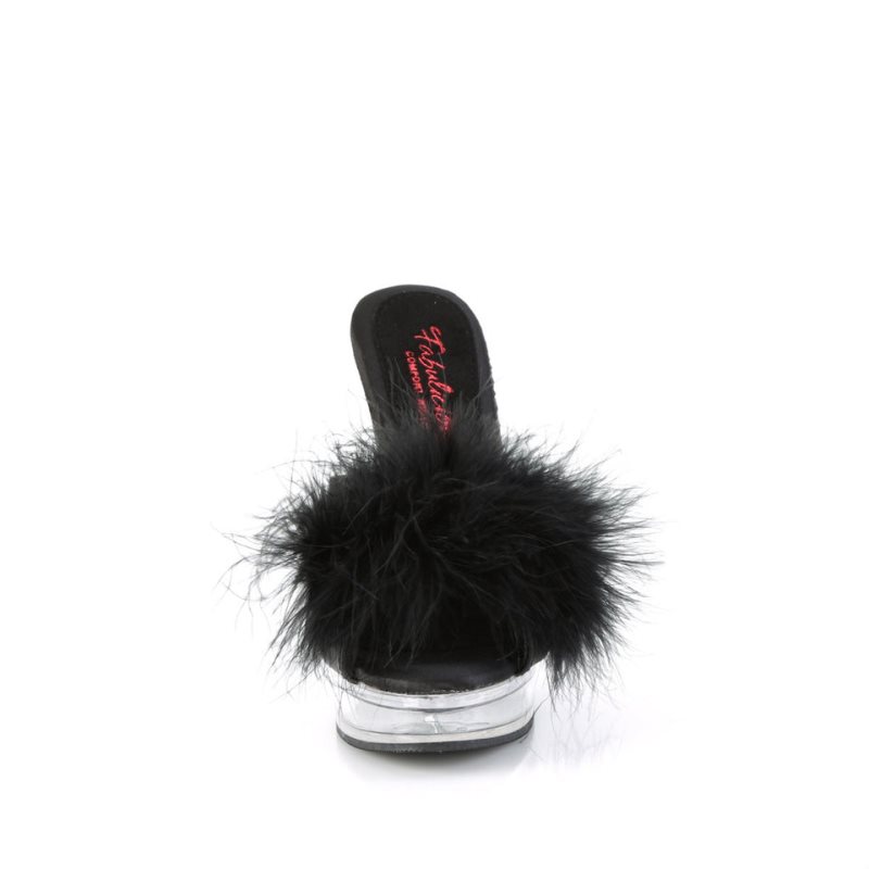 Pleaser Majesty-501F-8 Vegan Leather Badslippers Plateauzool Dames Zwart | BELGIE BEUXODGS