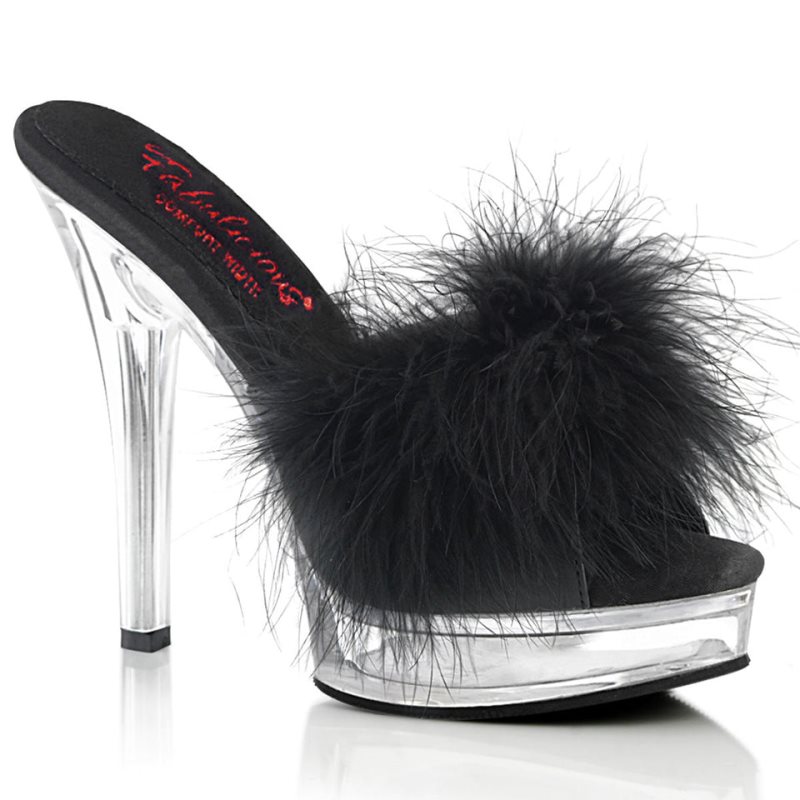 Pleaser Majesty-501F-8 Vegan Leather Badslippers Plateauzool Dames Zwart | BELGIE BEUXODGS