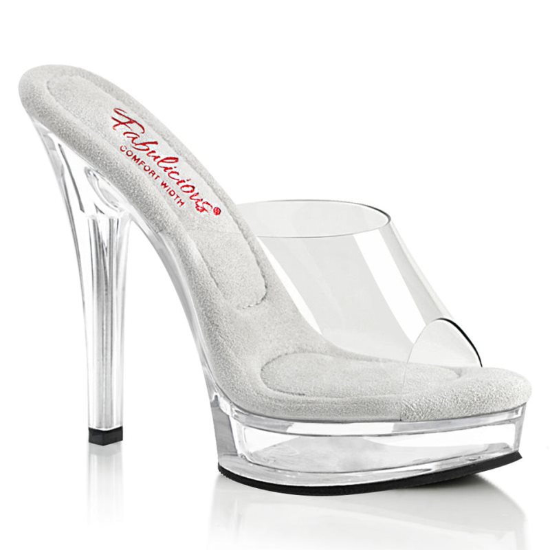 Pleaser Majesty-501 Badslippers Plateauzool Dames Clear | BELGIE BEHGCWMF