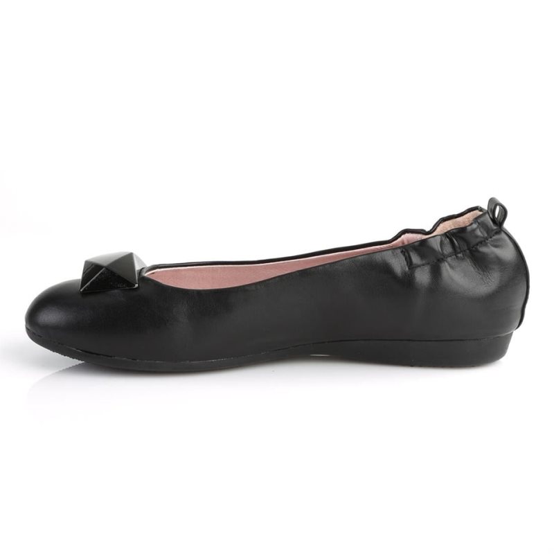 Pleaser Olive-08 Vegan Leather Ballerinas Dames Zwart | BELGIE BESZALFV