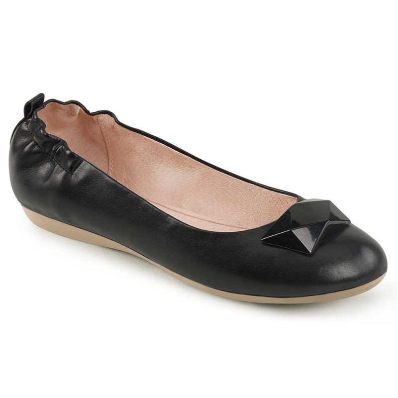 Pleaser Olive-08 Vegan Leather Ballerinas Dames Zwart | BELGIE BESZALFV