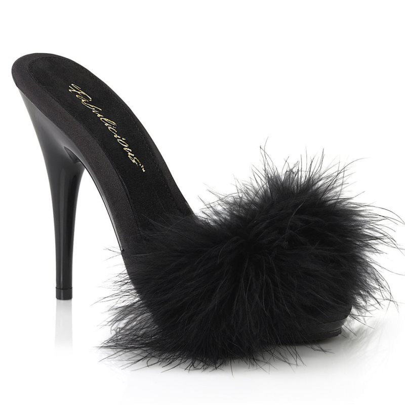 Pleaser Poise-501F Badslippers Plateauzool Dames Zwart | BELGIE BEYNDFIG