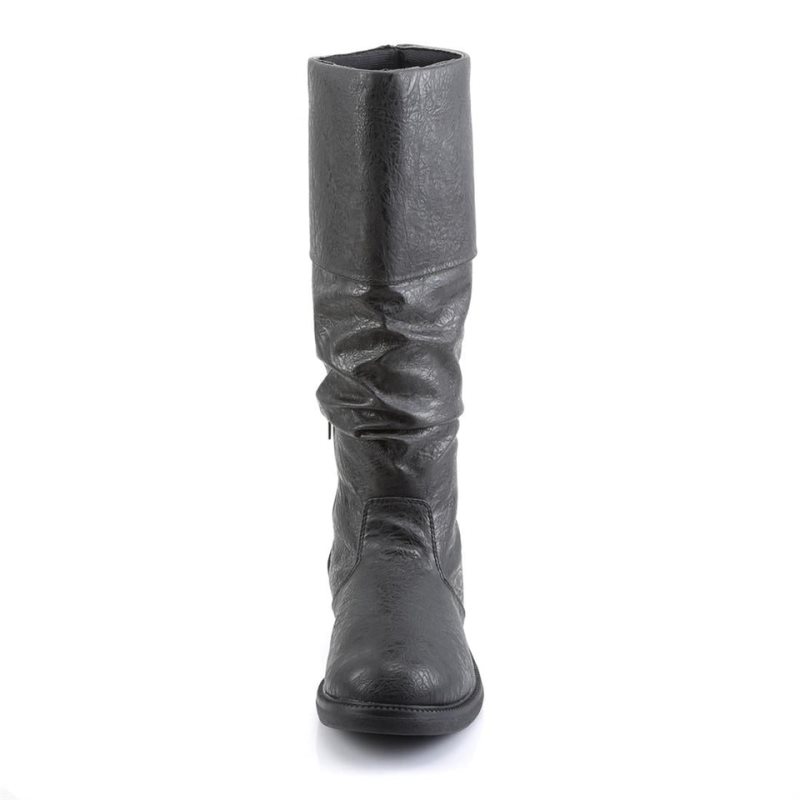 Pleaser Robinhood-100 Vegan Leather Knie Laarzen Dames Zwart | BELGIE BEVDRAPL